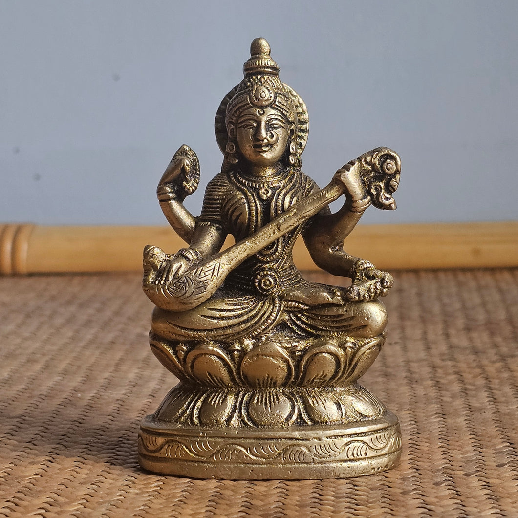 Saraswati Maa Brass Figure